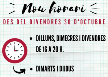 Nou horari de la Biblioteca Josep Roca i Bros