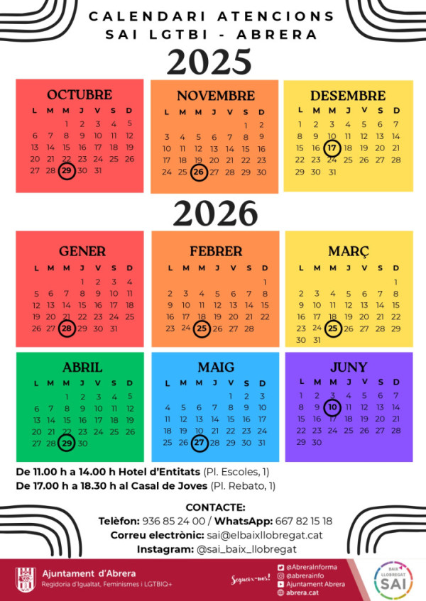 Calendari d'Atenció - SAI Abrera