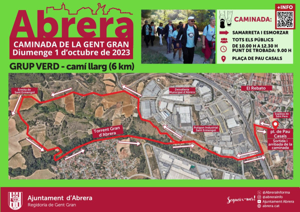 Tot a punt per la 24a Caminada de la Gent Gran, que tindrà lloc aquest diumenge 1 d'octubre - Recorregut camí llarg 6 km
