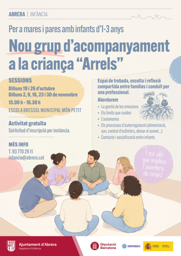 Obrim inscripcions per al nou grup d’acompanyament a la criança 'Arrels', adreçat a famílies amb infants d’1 a 3 anys
