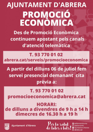 Cartell cita prèvia Promoció Econòmica