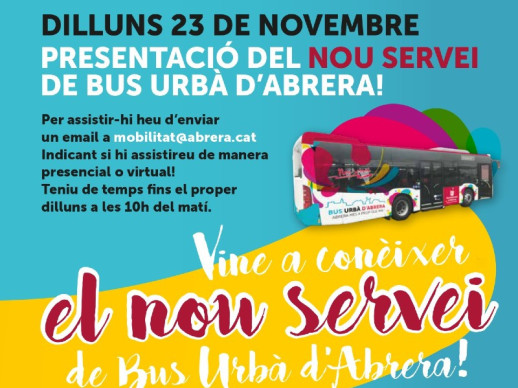 Convidem la ciutadania a la presentació del Nou Servei del Bus Urbà de forma telemàtica o presencial a l'Ajuntament
