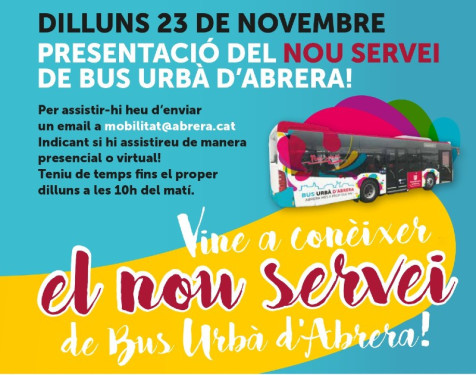 Convidem la ciutadania a la presentació del Nou Servei del Bus Urbà de forma telemàtica o presencial a l'Ajuntament