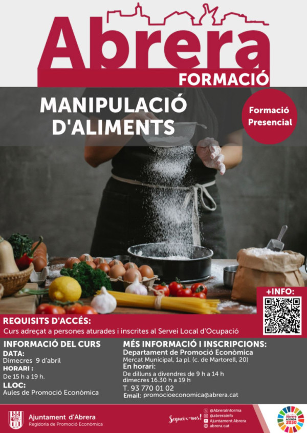 Cartell curs manipulació d'aliments - Abril 2025