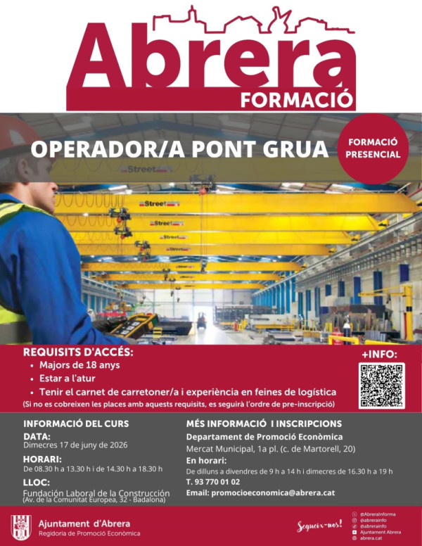 Cartell curs Pont grua - Juny 2026