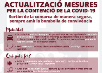 Cartell de mesures per sortir de la comarca de forma segur