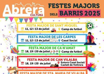 Consulteu el calendari de les Festes Majors dels barris d'Abrera de 2025 i no us perdeu cap ni una!