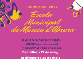 Cartell preinscripcions Escola Municipal de Música 2021-22