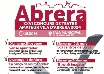 Cartell programació XVI Concurs de Teatre Amateur Vila d'Abrera 2024