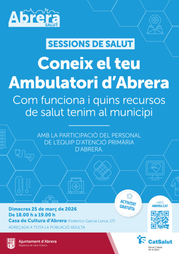 Cartell xerrada 'Coneix el teu Ambulatori: com funciona i quins recursos de salut tenim al municipi' del dimecres 25 de març de 2026