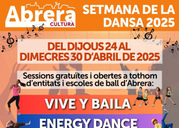 A Abrera celebrem la Setmana Internacional de la Dansa, del dijous 24 d'abril al dimecres 30 d'abril, amb diferents masterclass gratuïtes!