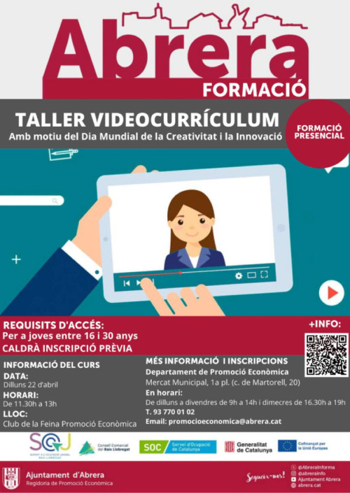 Cartell taller videocurrículum abril 2024