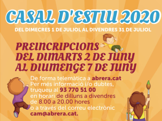 El pròxim dimarts 2 de juny obrirem les preinscripcions pel Casal d'Estiu 2020, adaptat a les mesures de contenció i prevenció del coronavirus