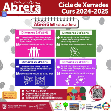 Engeguem un nou Cicle de Xerrades dins l'Abrera Educadora, per a famílies amb fills i filles de totes les edats. Preneu nota!