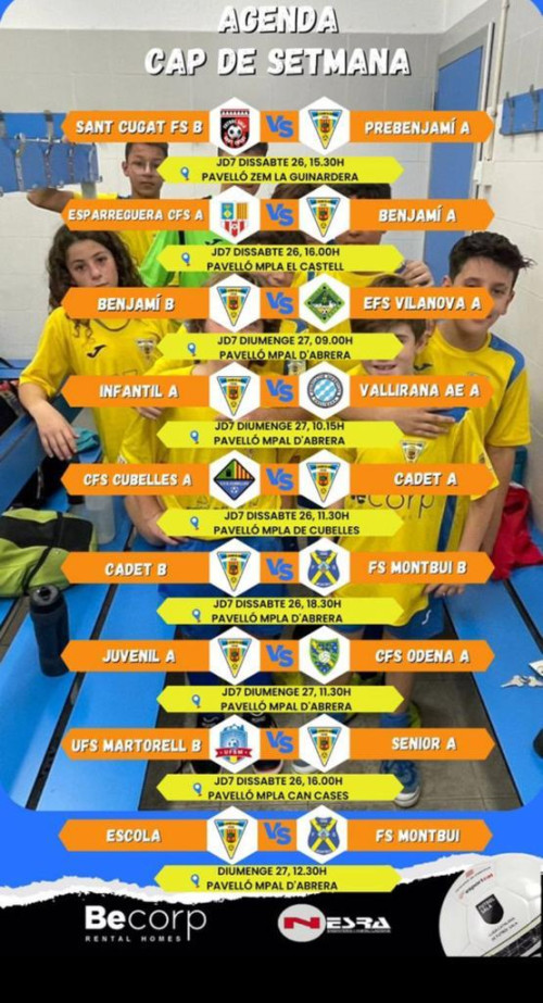 Club Esportiu Futsal Abrera - Calendari partits dissabte 26 i diumenge 27 novembre 2022.jpeg