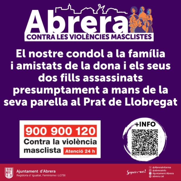 Condemnem el triple assassinat masclista d'una dona i els seus fills al Prat de Llobregat i convoquem un minut de silenci a les 12 h davant l'Ajuntament