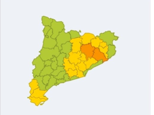 Previsió de fortes pluges a Catalunya durant la tarda d'avui diumenge, 12 de setembre de 2021