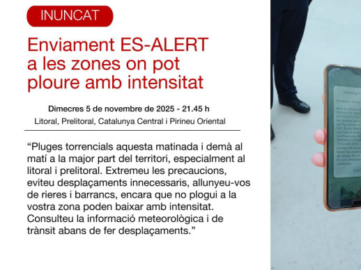 Enviament missatge ES-Alert dimecres 5 de novembre de 2025