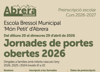 Dilluns 20 d’abril comença la primera de les jornades de portes obertes a l'Escola Bressol Municipal Món Petit. Famílies, inscriviu-vos i veniu a conèixer el centre!