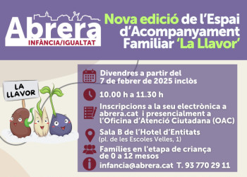 Famílies! Ja us podeu inscriure al nou grup de l’espai d'acompanyament familiar 'La Llavor' que s'encetarà el proper mes de febrer de 2025