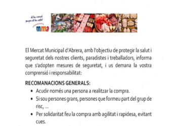 El Mercat Municipal d’Abrera adopta mesures de seguretat amb l’objectiu de protegir la salut i seguretat dels seus clients, paradistes i treballadors
