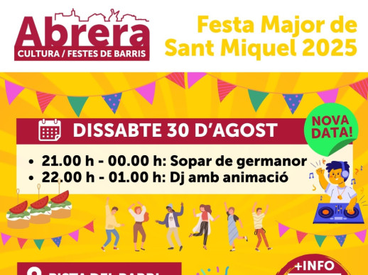 Festa Major de Sant Miquel: dissabte 30 d'agost (ACTIVITATS AJORNADES AL JULIOL)