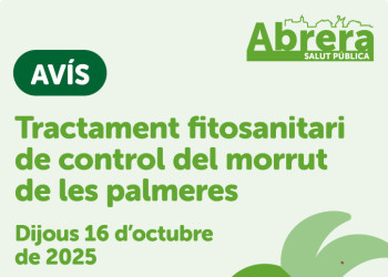 Cuidem les palmeres del nostre municipi amb un nou tractament fitosanitari, que durem a terme el dijous 16 d'octubre de 7:00 h a 17:00 h