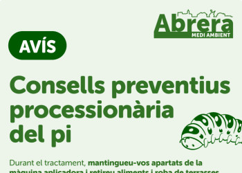 Dijous 16 i divendres 17 d'octubre, de 7:00 h a 17.00 h, durem a terme el control fitosanitari de la processionària del pi als terrenys municipals
