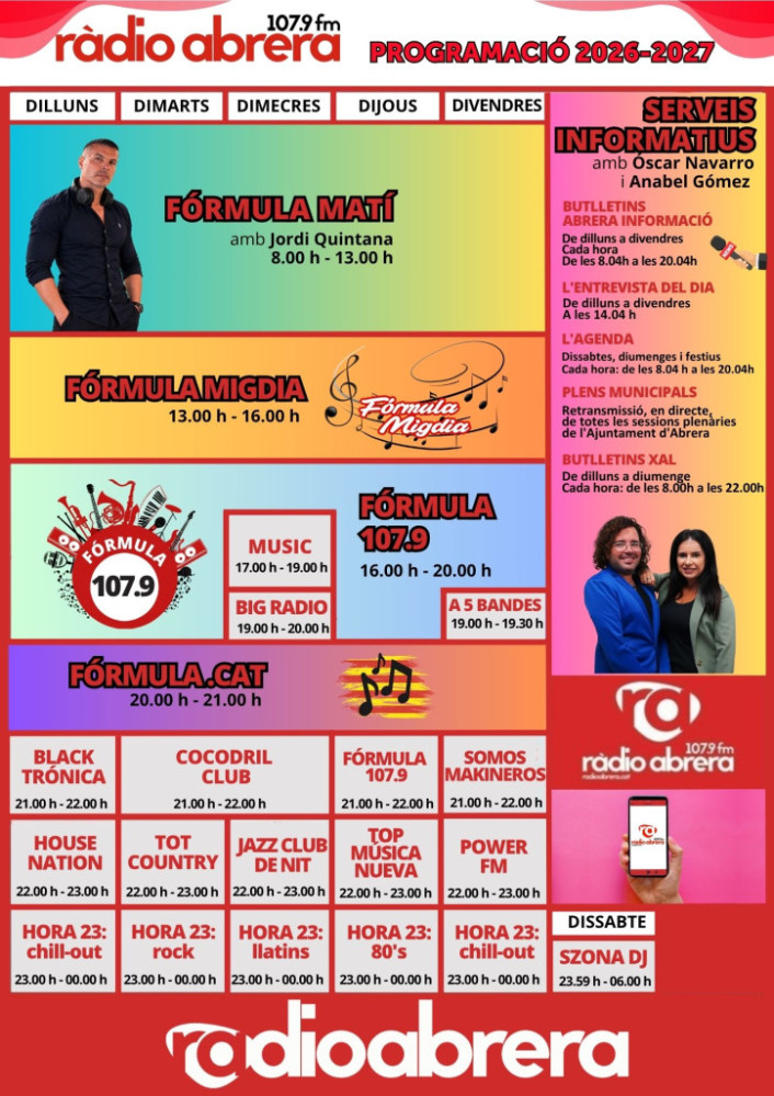 Graella programació Ràdio Abrera 2026-2027