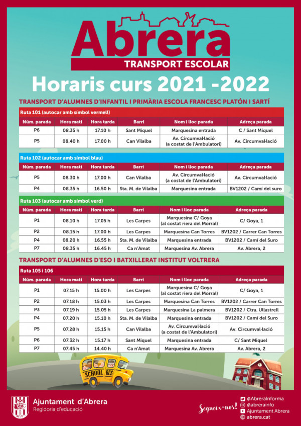 Horari Bus Escolar 2021-2022
