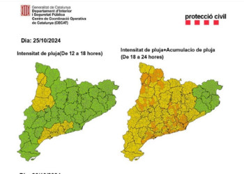 Consells de prevenció davant la previsió de pluges intenses. 25 i 26 d'octubre de 2024