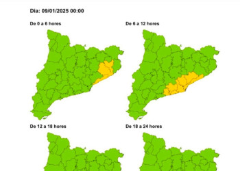 Previsió de ventades per dijous 9 de gener de 2025