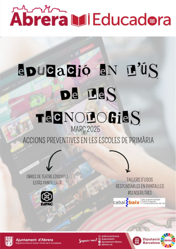 Continuem impulsant accions preventives sobre els usos de pantalles digitals entre l'alumnat de 5è i 6è de les escoles d'Abrera a través del servei Cabalbaix