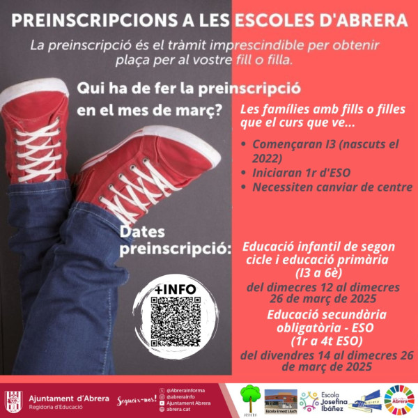 preinscripció escolar per sol·licitar plaça pel curs 2025-2026