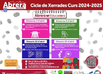 Engeguem un nou Cicle de Xerrades dins l'Abrera Educadora, per a famílies amb fills i filles de totes les edats. Preneu nota!