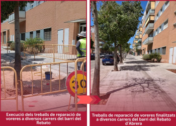 Finalitzats els treballs de reparació de voreres a diversos carrers del barri del Rebato d'Abrera