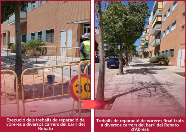 Finalitzats els treballs de reparació de voreres a diversos carrers del barri del Rebato d'Abrera