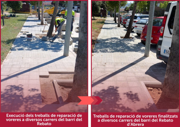 Finalitzats els treballs de reparació de voreres a diversos carrers del barri del Rebato d'Abrera