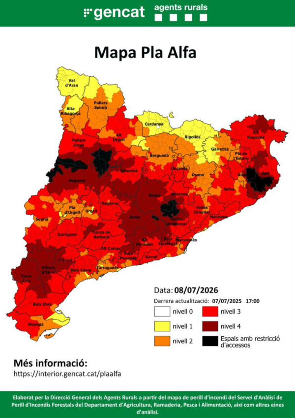 Mapa Pla Alfa. Dimecres 8 de juliol de 2026