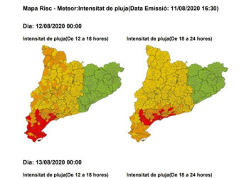 Avís de pluges intenses 12.08.20