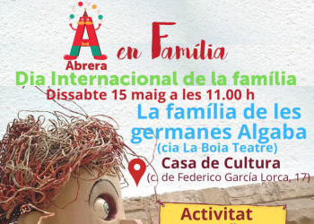 Commemorem el Dia Internacional de les famílies! Obrim inscripcions pel conta contes “La família de les germanes Algaba”, que podreu veure el dissabte 15 de maig a la Casa de Cultura
