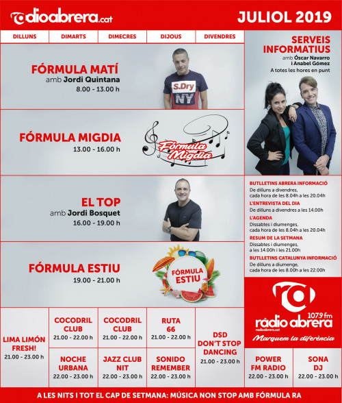 Graella Ràdio Abrera Juliol 2019