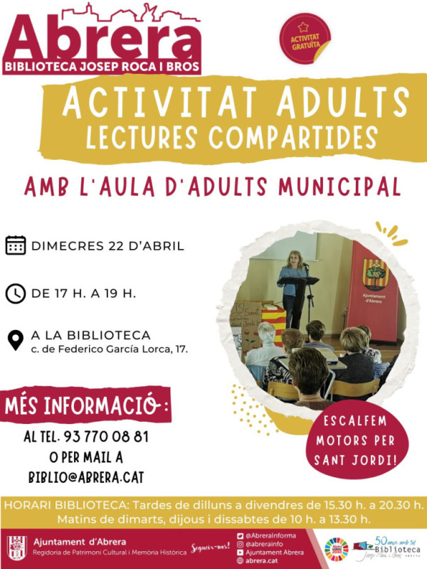 Biblioteca Josep Roca i Bros. Activitat adults. Lectures compartides