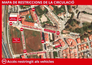 Mapa de restriccions de la circulació de vehicles amb motiu de la Festa Major 2021