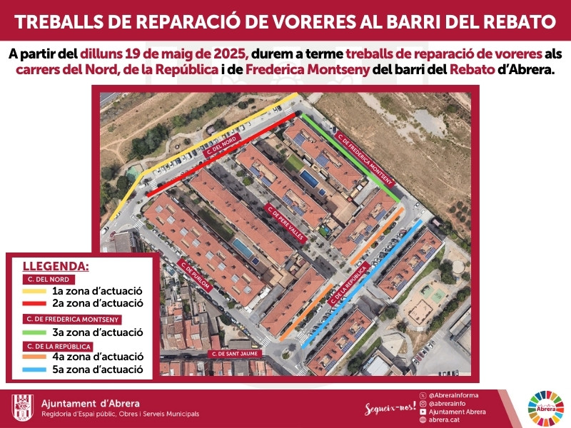 Executem diferents treballs de reparació de voreres en alguns carrers del barri del Rebato d'Abrera