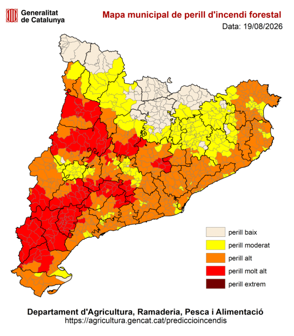 Mapa del Pla Alfa per risc d'incendi - 19.08.26