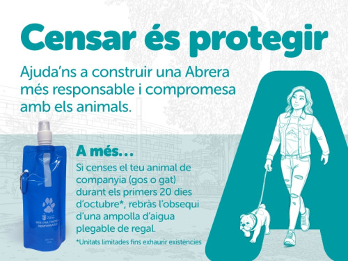 Per a una tinença responsable, censa el teu animal de companyia i emporta’t una ampolla d’aigua per a gossos