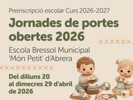 Dilluns 20 d’abril comença la primera de les jornades de portes obertes a l'Escola Bressol Municipal Món Petit. Famílies, inscriviu-vos i veniu a conèixer el centre!