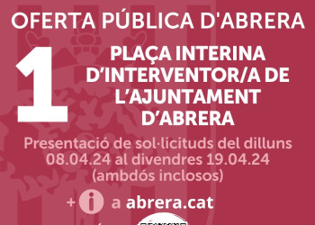 Oferta d'1 plaça interina d'Interventor/a de l'Ajuntament d'Abrera