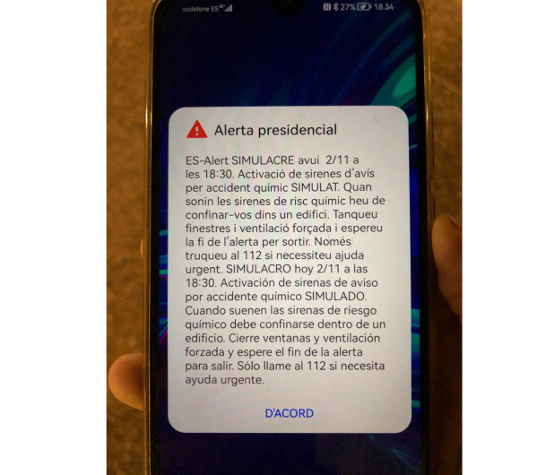 Prova del sistema d'alertes de Protecció Civil, el proper dijous 14 de setembre